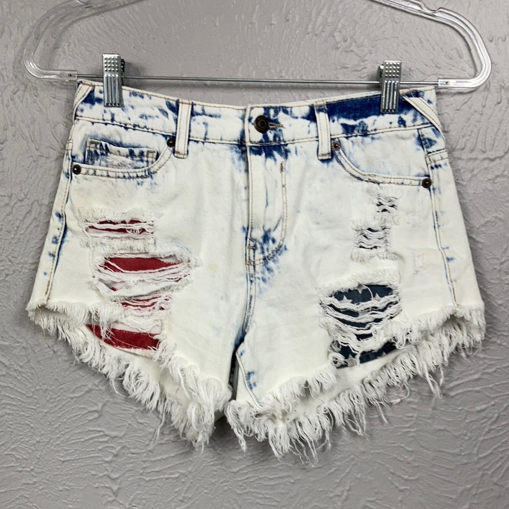 Mossimo Patriotic High Rise Cut Off Short Shorts